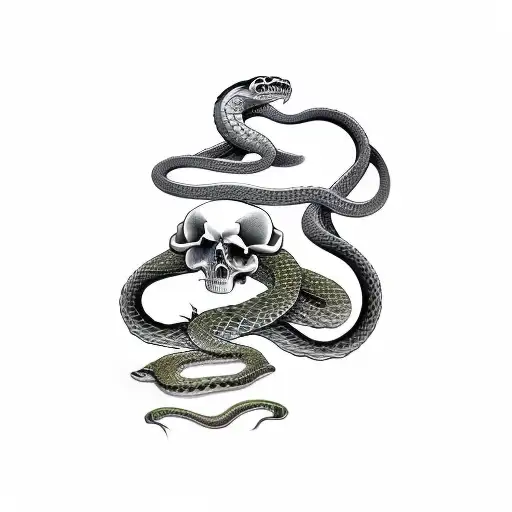 Snake Circling A Skull