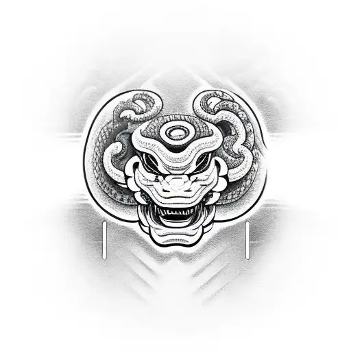 Hannya Mask With Snake