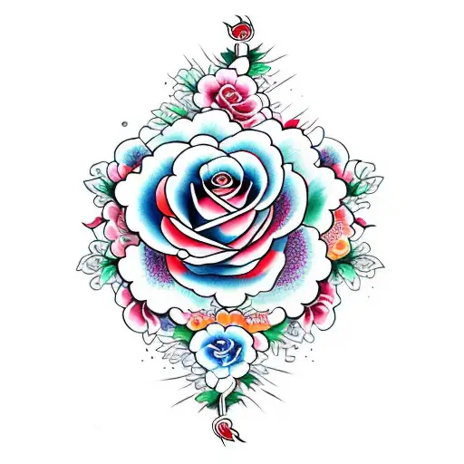 A Vibrant Bouquet Of Roses Intertwined With The Word 'Love'