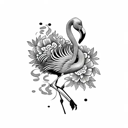 Flamingo With Flowers