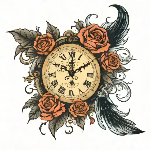 Till We Meet Again With Clock And Roses Wrapped