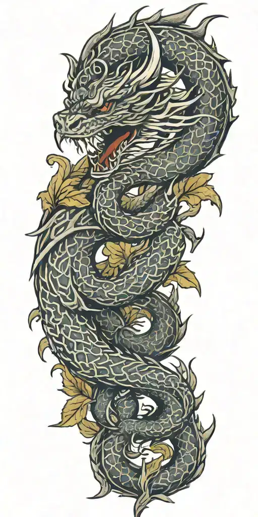 Dragon With Celtic Leaves