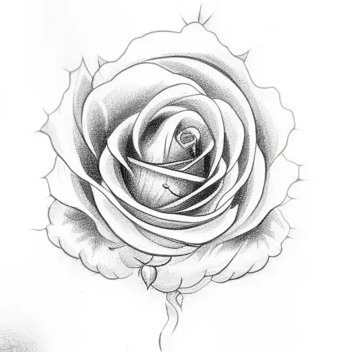A Powerful Black And White Sketch Of A Rose