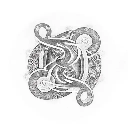 A Son Playing A Guitar With Musical Notes Forming A Spiral Around Them