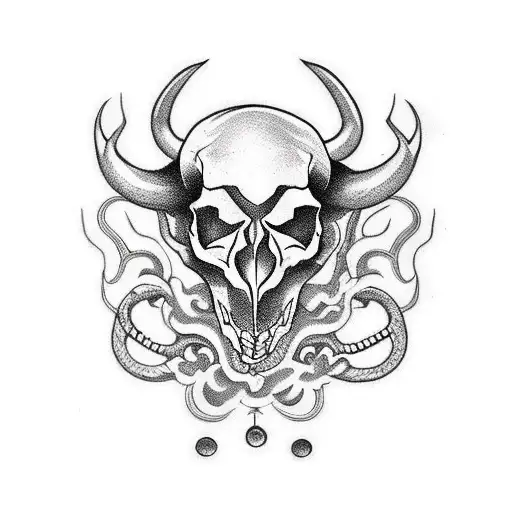 Bull Skull And Snake