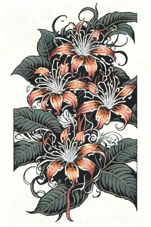 Red Spider Lily With Vines Wrapping The Arm Sleeve