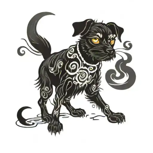 A Black Dog With Glowing Eyes