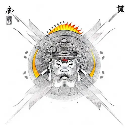 Samurai With Sun Behind Him