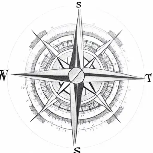 A Sketch Of A Compass With A Winding Road Leading Into The Distance