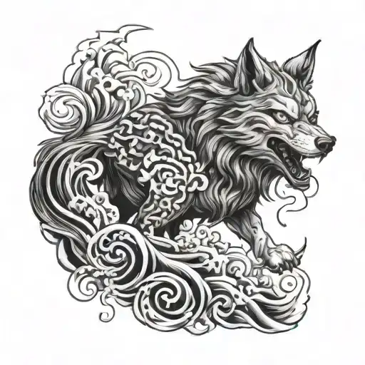 Mythical Wolf Tattoo Sketch