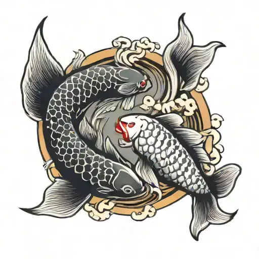 Ying And Yang With Koi Fish
