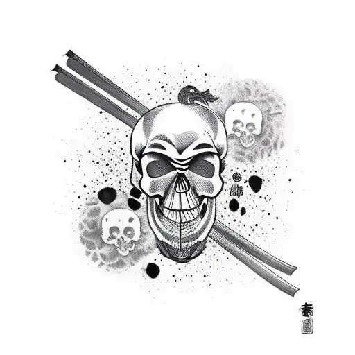 Katana Stuck In A Skull And Everything Is Covered With Blood