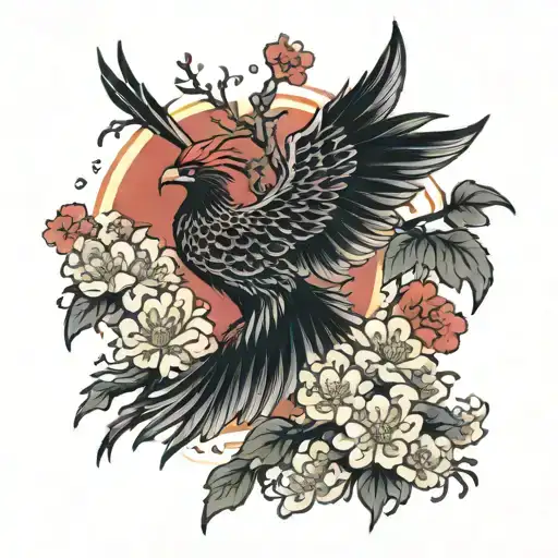 Phoenix And Cherry Blossoms