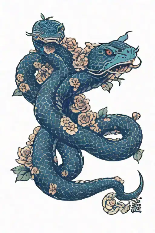 Snake And Flowers Rectangle