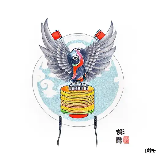 Flying Bird With Headphones On