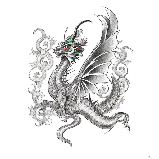 Elegant Fairy Dragon Climbing Up A Vine