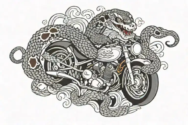 Motorcycle And Snake