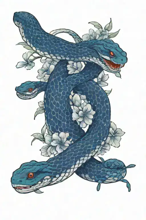 Snake And Flowers Rectangle