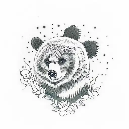 Anime Bear Protecting Owl