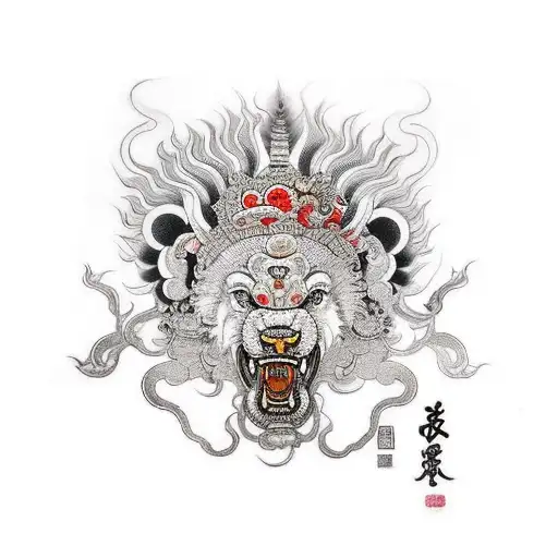 Indian Foo Dog With Deity