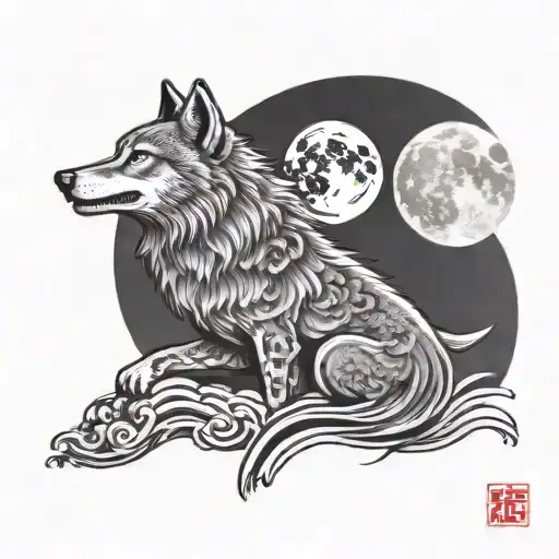 Howling Wolf In The Moon