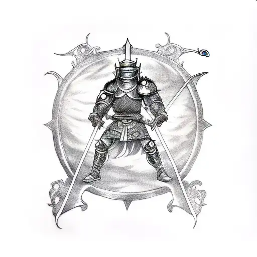 Dark Fantasy Medeival Knight Holding Sword