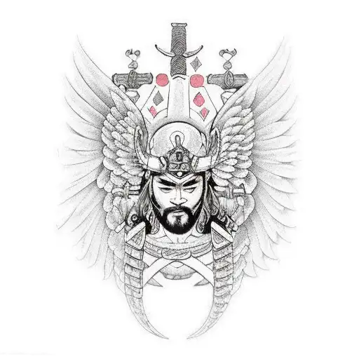 Man Warrior Angel Wing's Christian Cros