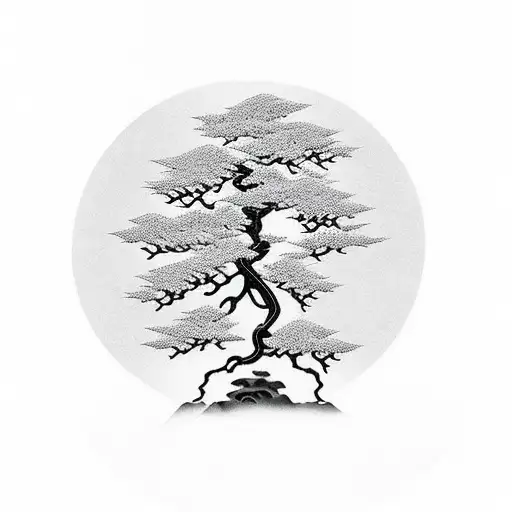 Bonsai Tree Surrounded By Falling Leaves