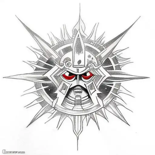 Tattoo Of A Sun Knight And A Moon Knight Both With A Star Sword In Their Hands