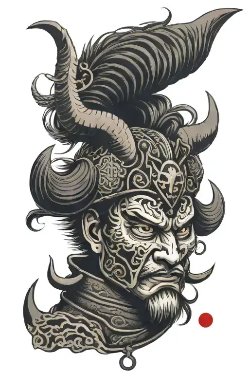Only Samurai Mask And Aries Zodiac Sign