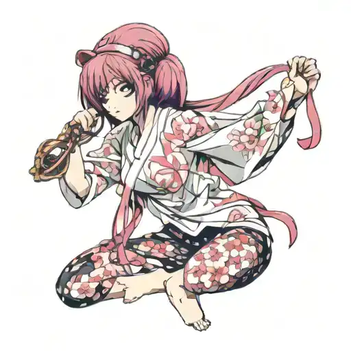 Cherry Blossoms Anime Elfen Lied With Eye Mask And Full Body Blindfold Half Arm Time Clock