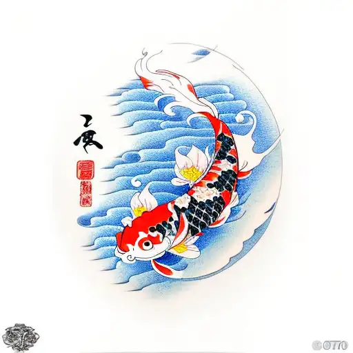 Koi Fish With Cherry Blossoms