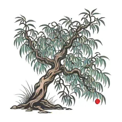 Make Me A Willow Tree With Long Leaves And Let This Tree Be In Flames