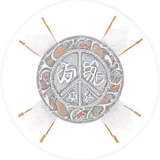 Mandarin Characters Saying Family Love And Peace In A Traditonal Muay Thai