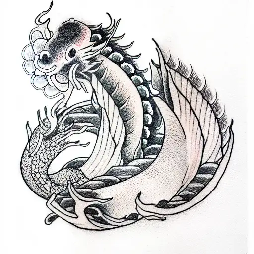 Lotus Flower Dragon Koi