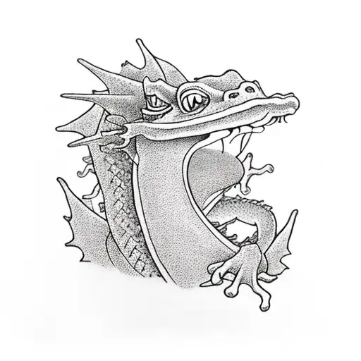 Big Red Frog Riding A Brigth Yellow Dragon