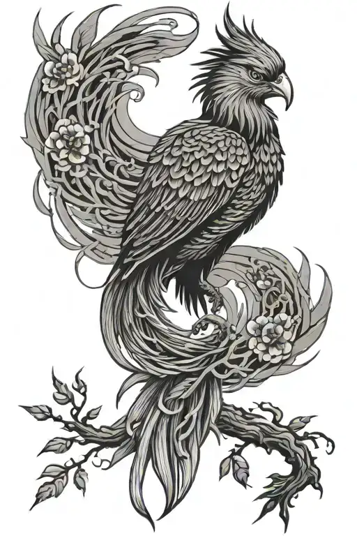 Phoenix With Willow And Sun On Top