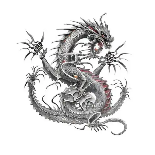 Metal Dragon With Floral And Skeletal Structure More Flowers And More Detailed