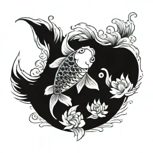 Koi Fish Upstream Surrounded