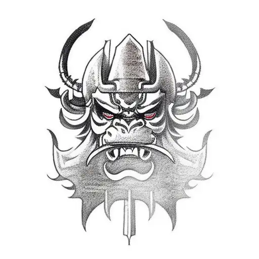 Oni Mask With A Sword