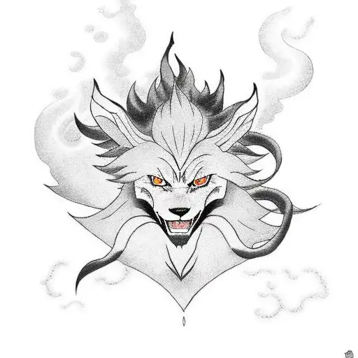 Kurama From Naruto With Akatsuki Clouds As Background