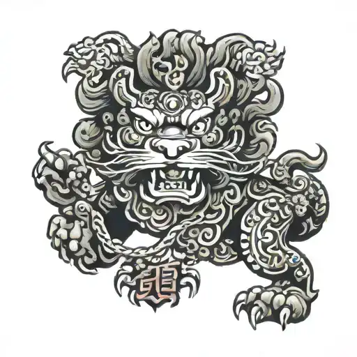 Tibetan Snow Lion With Leo Sign