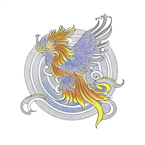 A Gold Tattoo Of A Phoenix