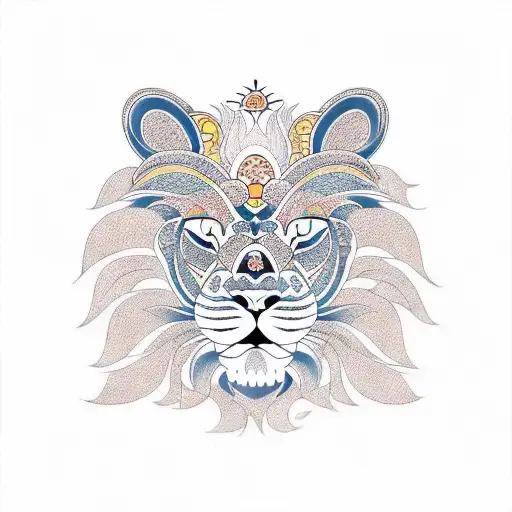 Trible Pattern With Japanese Lion