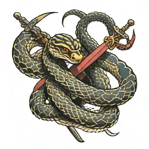 Snake With Dagger Through It