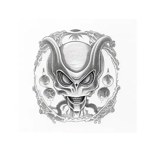 A Gothic Picture Frame With An Alien As The Subject