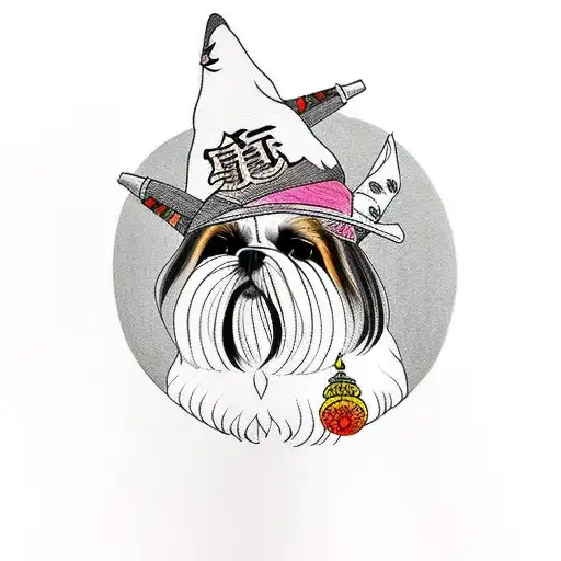 A Shih Tzu Wearing A Witch Hat