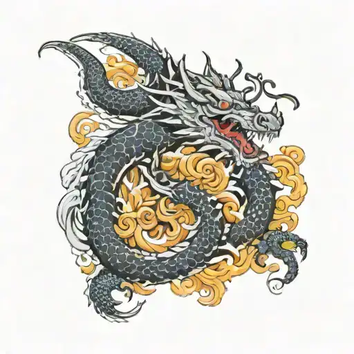 Full Colour Sleeve With Black And White Dragon Rapping Around It