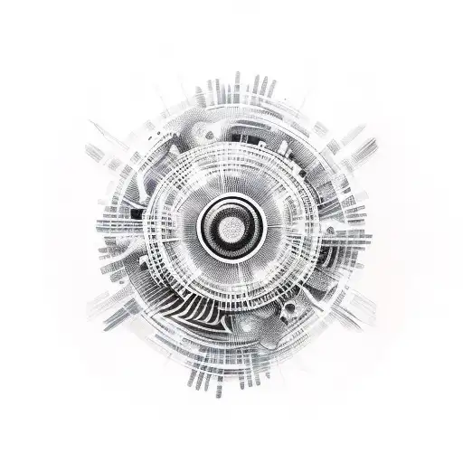 An Abstract Representation Of Soundwaves Combined With Engine Parts