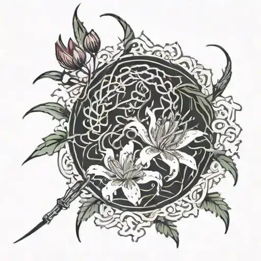 Red Spider Lily Flower With Centipede Wrapped